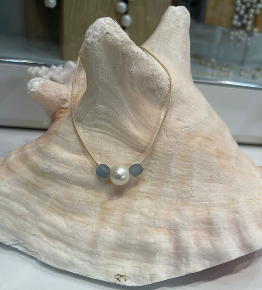 Sea glass & pearls necklaces